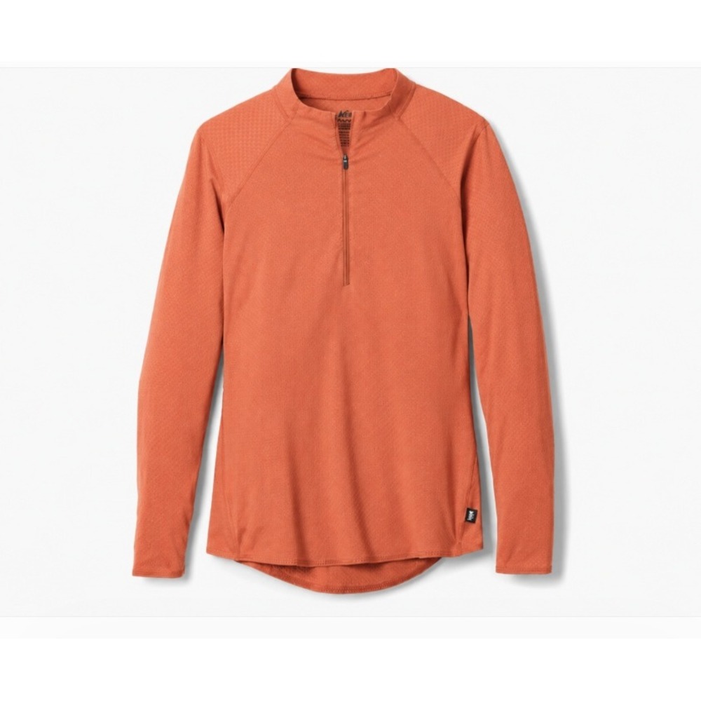 REI Co-op Womens 3XL Orange Lightweight Base Layer Half Zip Top